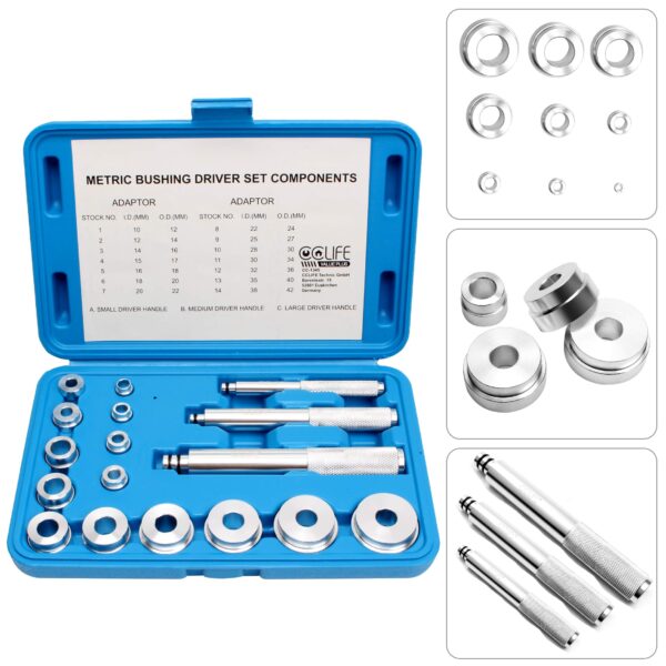 CCLIFE 17-piece wheel bearing pressure piece driving set tool driver for bearing bushings shaft seal bearing press tool