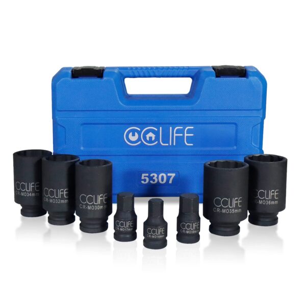 CCLIFE 8-piece 1/2" multi-tooth socket drive shaft tool power socket SW 30 32 34 35 36 mm 12 edge